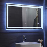Aquamarine® LED badeværelsesspejl - 100x60 cm, dugfrit, dæmpbart, med digitalt ur/dato, touch funktion