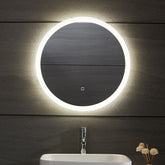 Aquamarine® LED badeværelsesspejl - 60 cm, rundt, dugfrit, dæmpbart, med touch