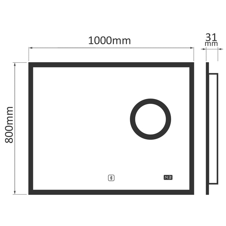 Badeværelsesspejl med Bluetooth højttaler - 100x80 cm