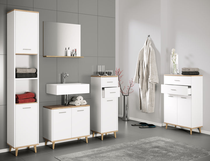 Højt, smalt skab til badeværelset, 181x32x28 cm, hvid