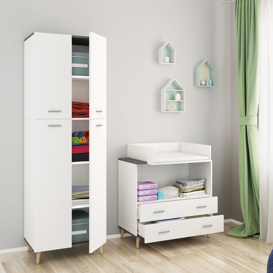 Garderobeskab / multifunktionsskab, h. 184 x b. 60 x d. 39 cm, hvid