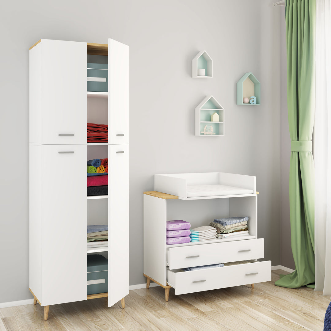 Garderobeskab / multi-funktionsskab, H. 184 x B. 60 x D. 39 cm, hvid