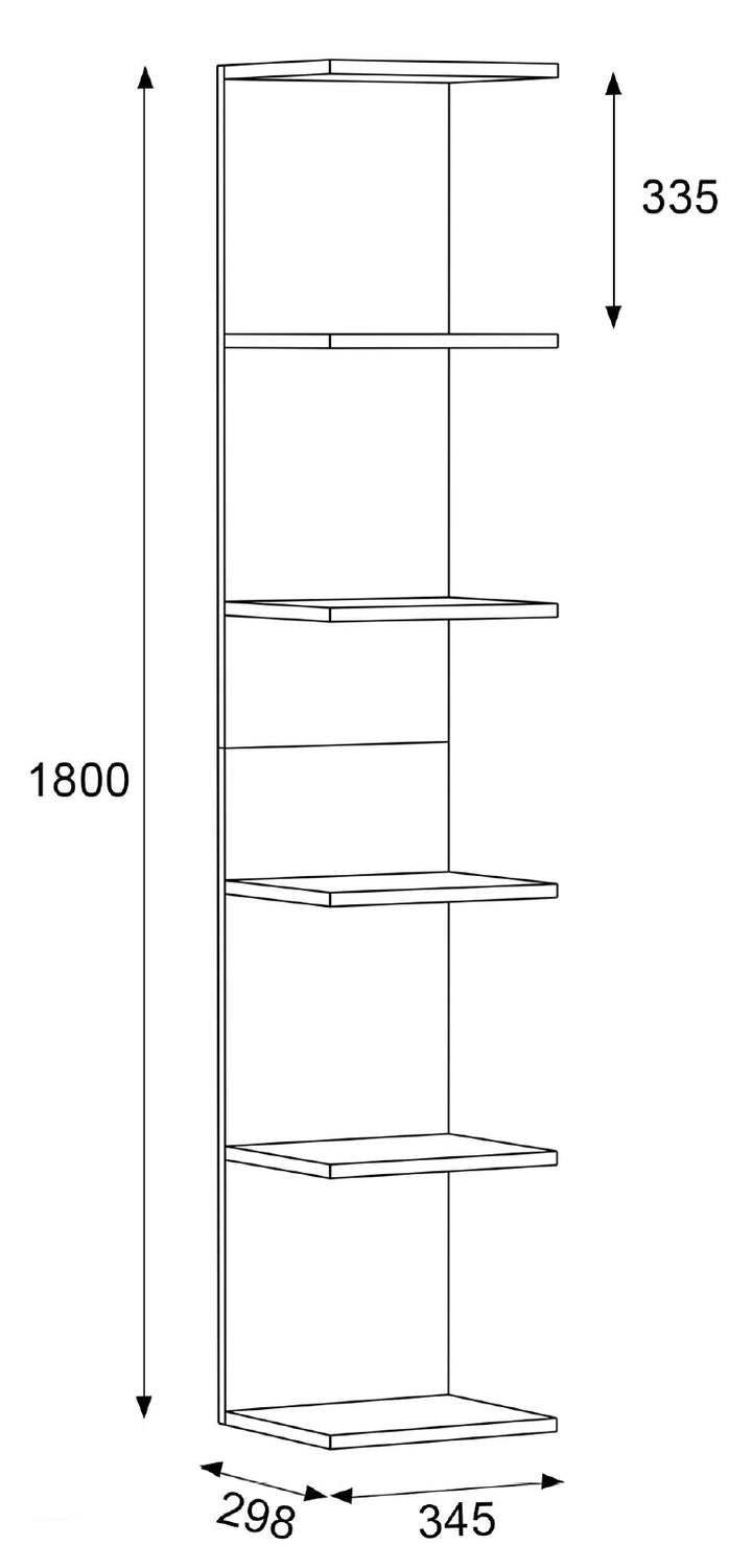 Dekorativ vægreol, h. 180 x b. 35 x d. 30 cm, naturfarvet