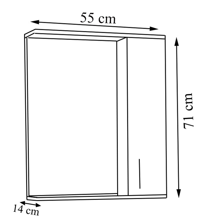 Spejlskab, h. 71 x b. 55 x d. 14 cm, hvid