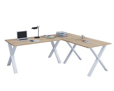 Hjørneskrivebord, 130x130x50 X-base, naturfarvet