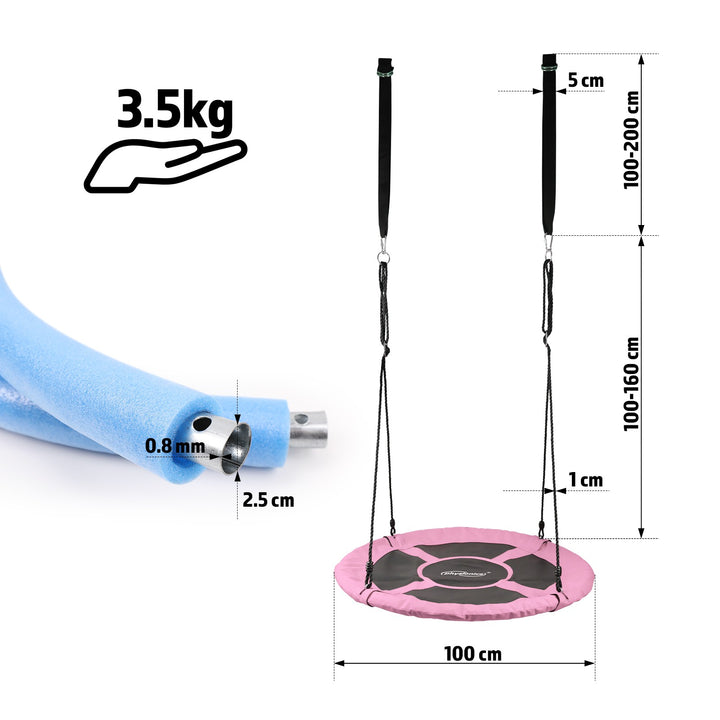 Robust Redegynge Ø100 cm - Bæreevne 300 kg, til Børn/Voksne, Pink