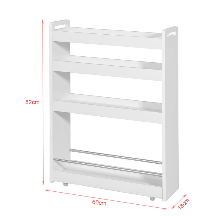 Pladsbesparende, smal opbevaringsvogn, hvid