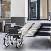 Kørestolsrampe - aluminium, foldbar, 150 cm, mobil foldbar, 270 kg