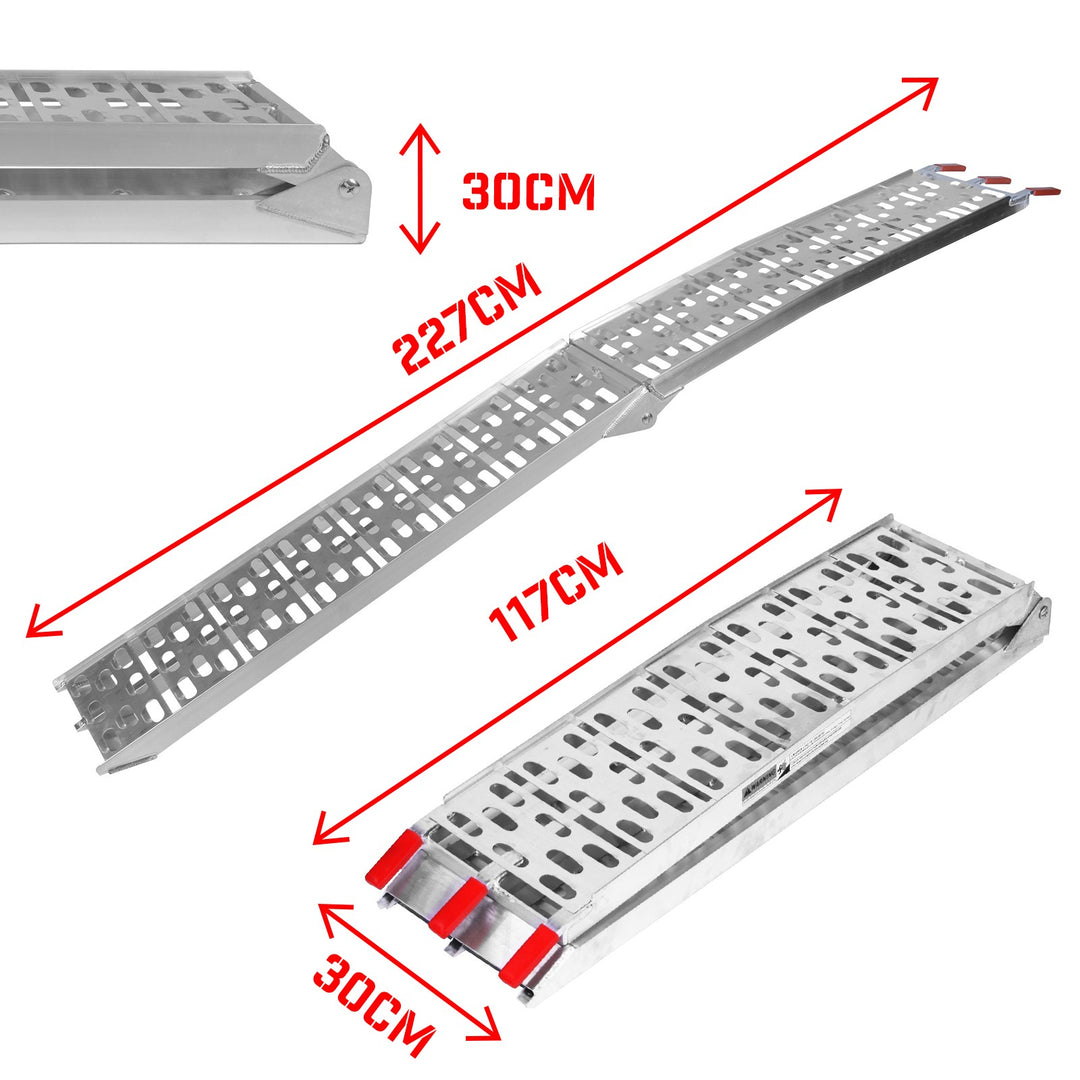 Rampe, aluminium, foldbar, skridsikker, 227 cm