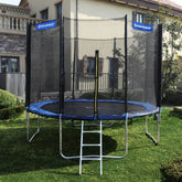 Sikker og robust trampolin med sikkerhedspude, D366 cm, sort og blå
