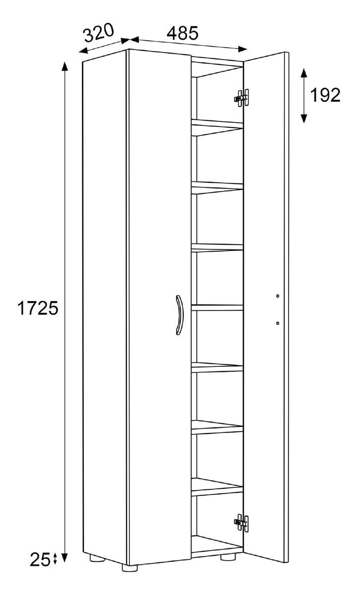 Skoskab, h. 173 x b. 49 x d. 30 cm, naturfarvet