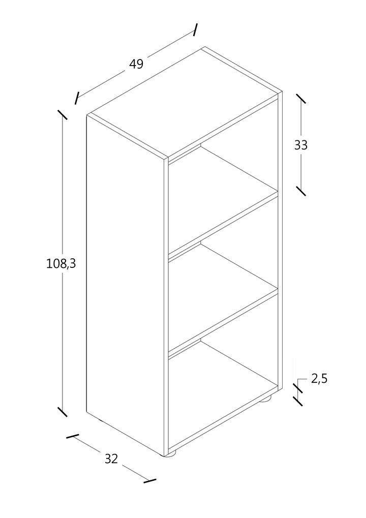 Kontorreol, h. 108 x b. 49 x d. 32 cm, naturfarvet