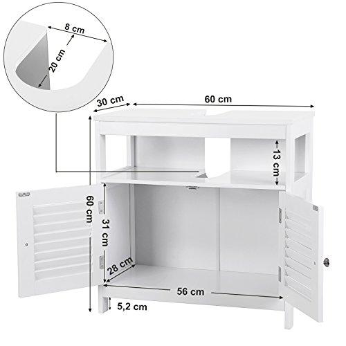 Underskab til vask / Vaskeskab Badeværelse Hvid landstil - 60 x 30 x 60 cm - Lammeuld.dk