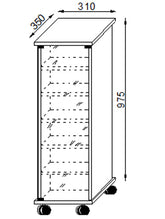 Cd/Dvd-tårn reol med hjul til 150 Cd'er, H. 97,5 x B. 31 x D. 35 cm, hvid