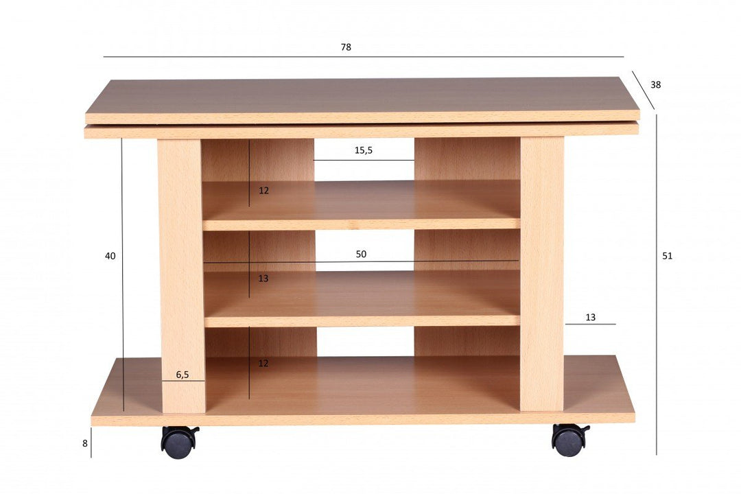 Bøg, sammenklappeligt tv-bord 75 x 38 x 51 cm - Lammeuld.dk