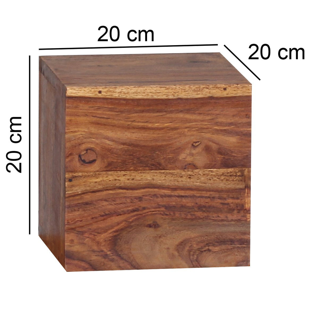 Resident Sheesham Massivt træ væghylde MUMBAI Sæt med 4 kuber Vægplade 25 cm / 20 cm Ny - Lammeuld.dk