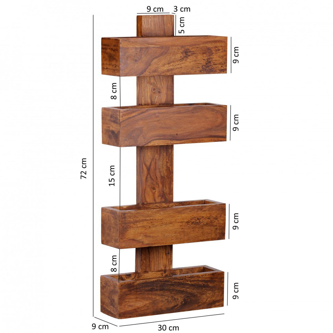 Resident Massiv Træ Sheesham Magazine Rack MUMBAI Wall Shelf Avis - Lammeuld.dk