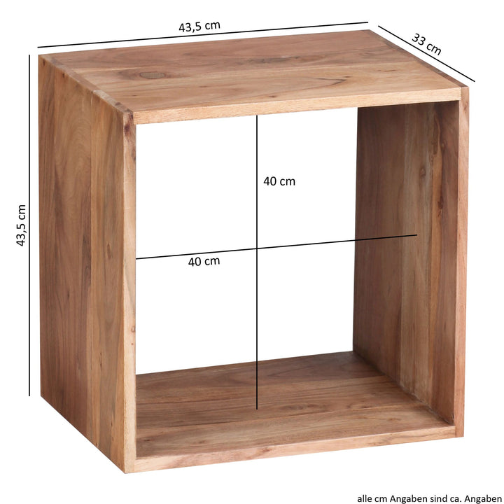 Resident Massivt træ Acacia Cube Hylde 43,5x43,5 Sidebord MUMBAI Sofabord Ny - Lammeuld.dk