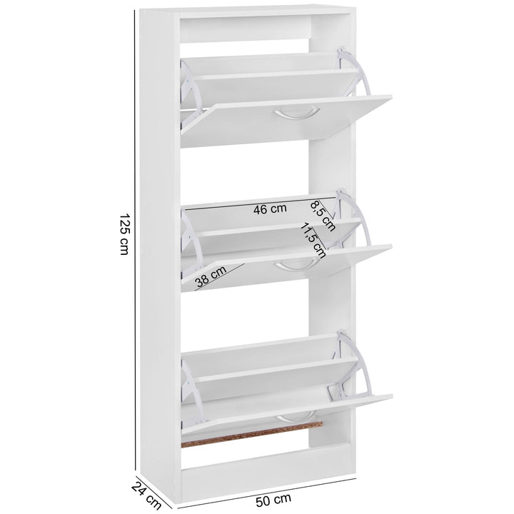 Skoskab BELLA 3 rum 125 cm moderne Skoboks 18 par - Lammeuld.dk