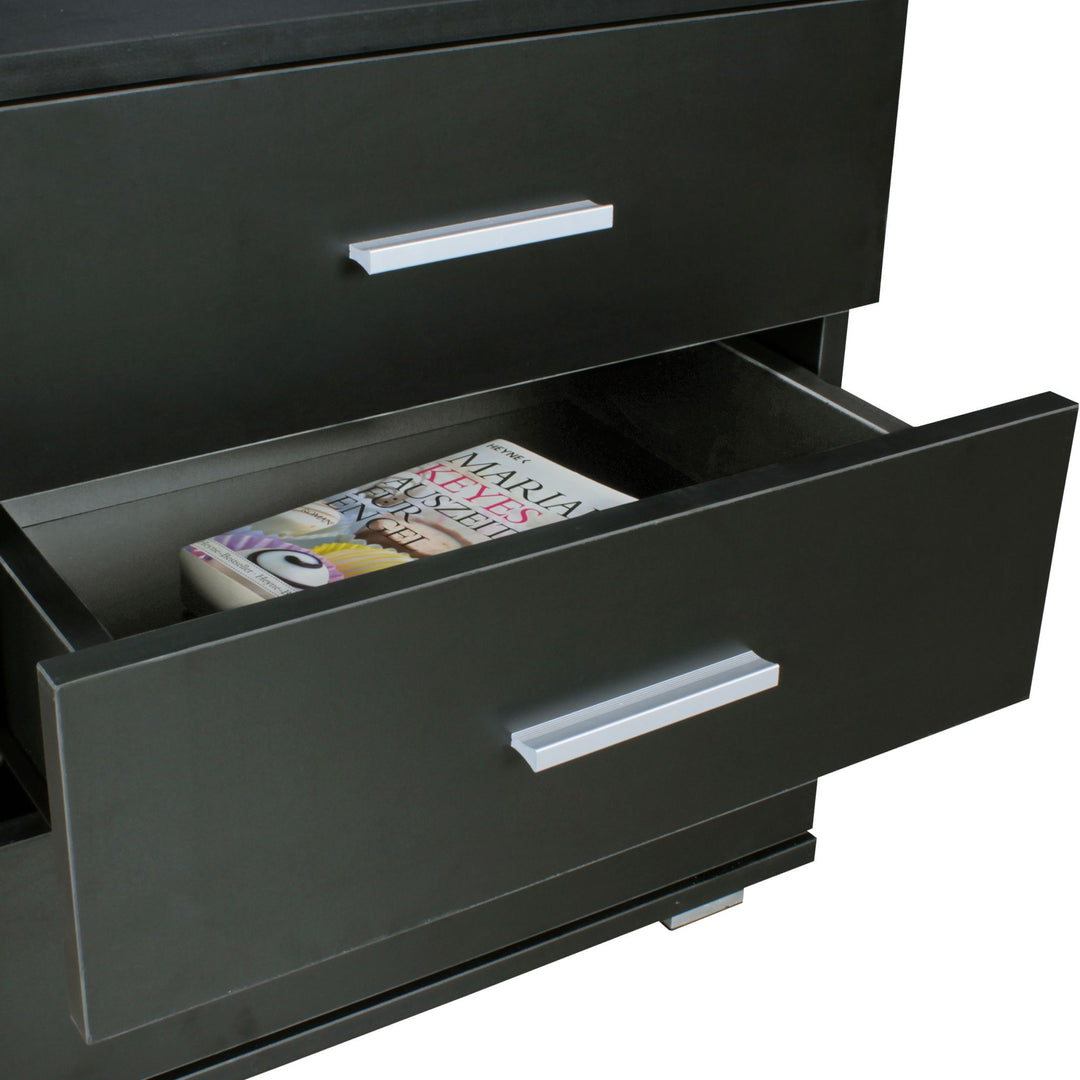 Natbord med skuffer, sort - Lammeuld.dk
