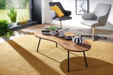 Sheesham bønne sofabord med metalben - 122x36x63 cm - Lammeuld.dk