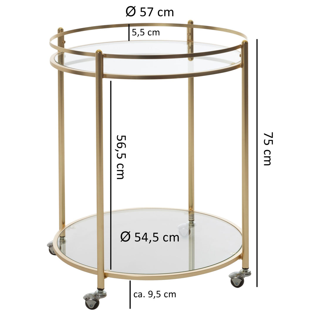 Serveringsvogn i guld - 57 cm - Lammeuld.dk