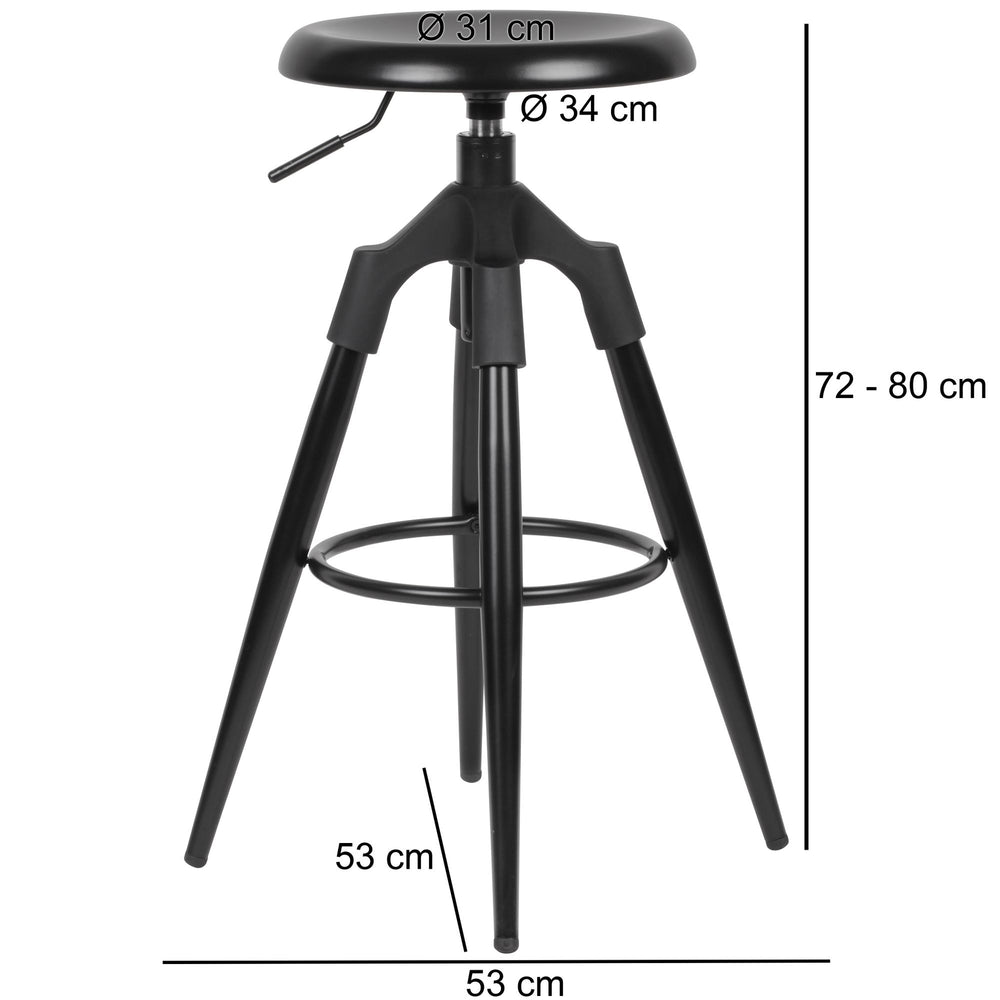 sort metalhøjdejusterbar barstol 72-80 cm - Lammeuld.dk