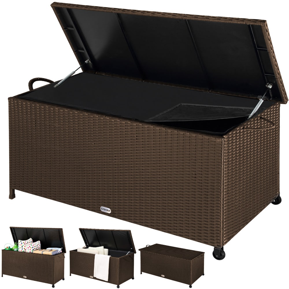 Rattan Garden Storage Box Brown 122x56x61cm