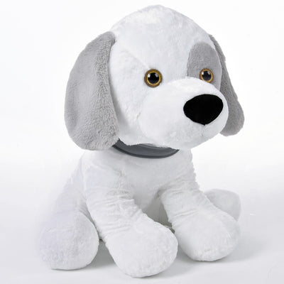 Blød plyshund hvid/grå 58 cm