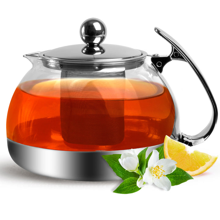 TEA POT Glas/rustfrit stål 1.2L med infuser