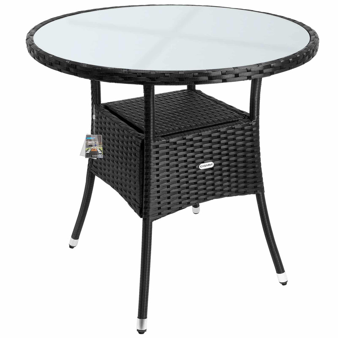 Rattan Bistro Table Black 80 cm