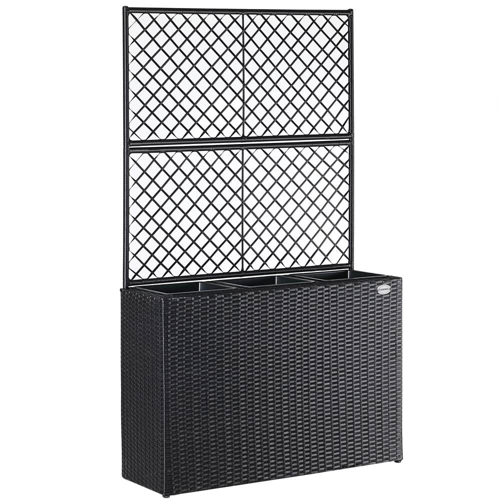 Rattan Trellis Planter Black 83x30.5x146cm