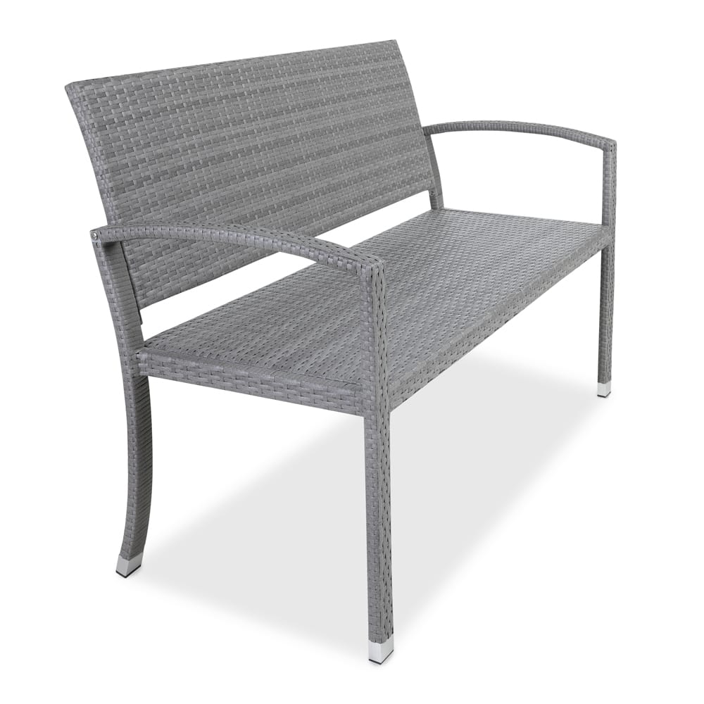 Rattan Garden Bench Grey 4x1.8x3ft