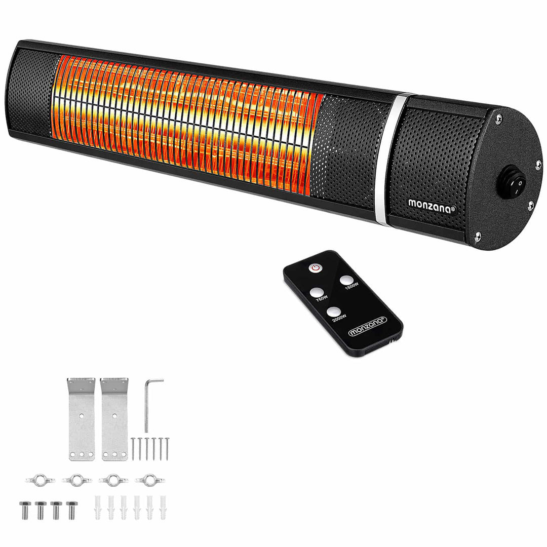 Patio Heater Black 2000W infrarød