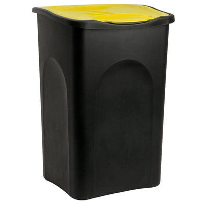 Affaldsbakke med låg 50 l papirkurv kan køkkenkontor sort gul