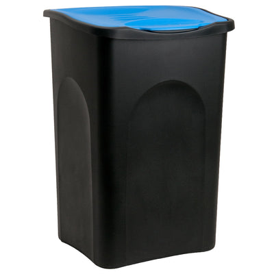 Affaldsbakke med låg 50 l papirkurven Køkkenkontor sort blå