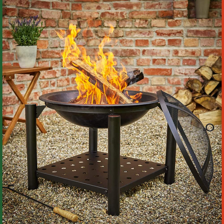 Fire Pit Steel 55 cm med logopbevaring