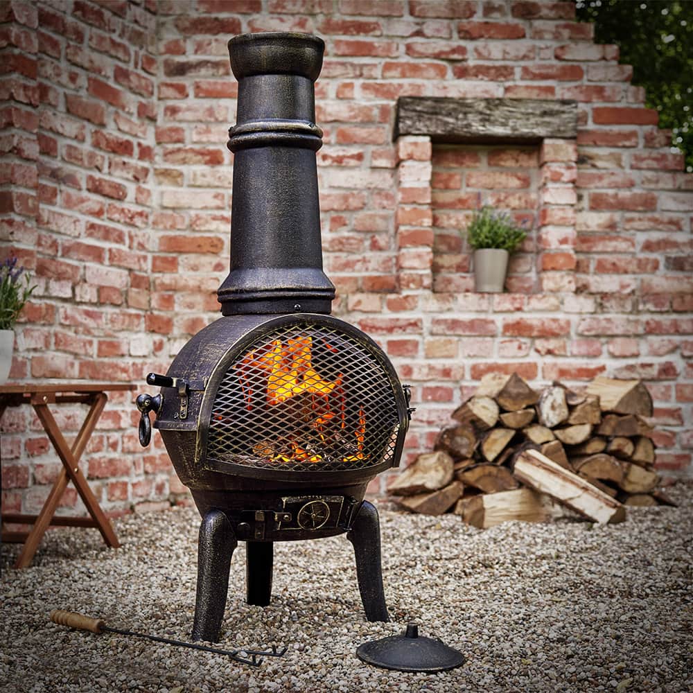 Fire Pit Chiminea støbejern 112x44cm