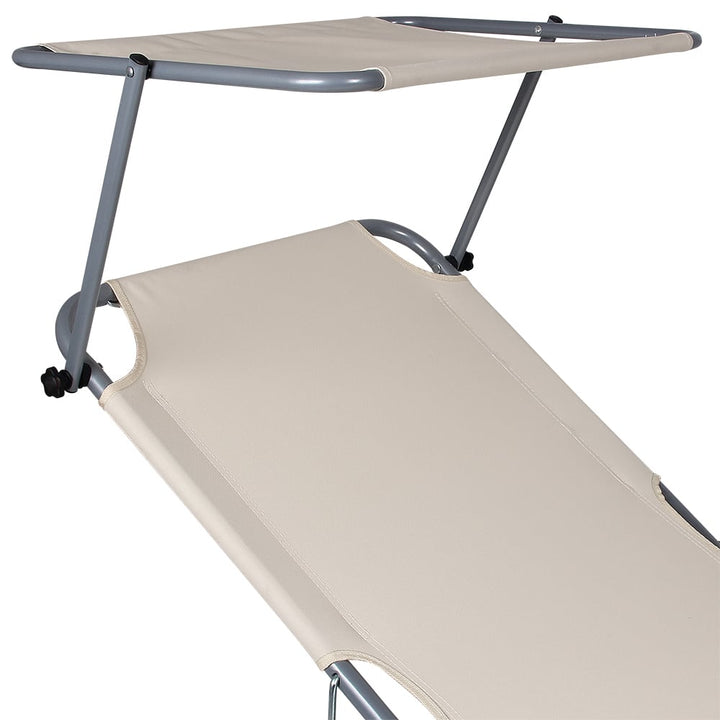 Sun Lounger Hawaii beige aluminium med baldakin