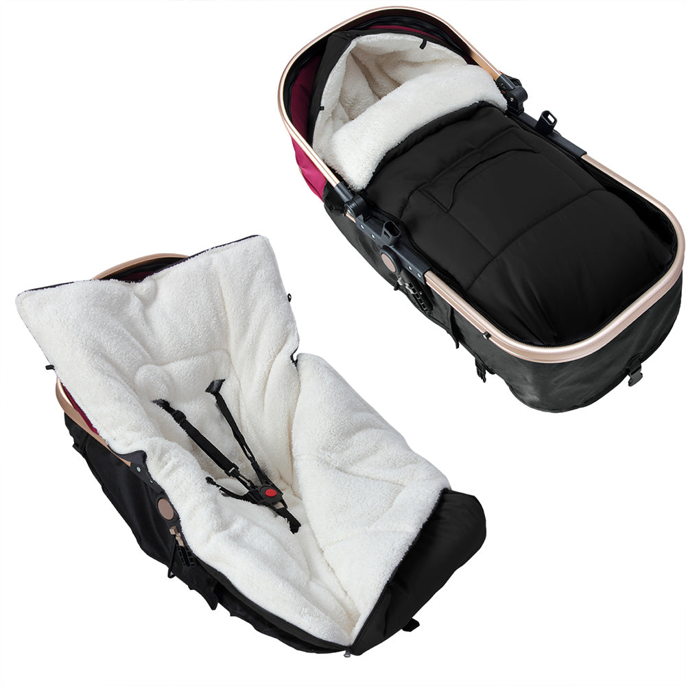 Baby fodmuff sort/fløde universel pasform