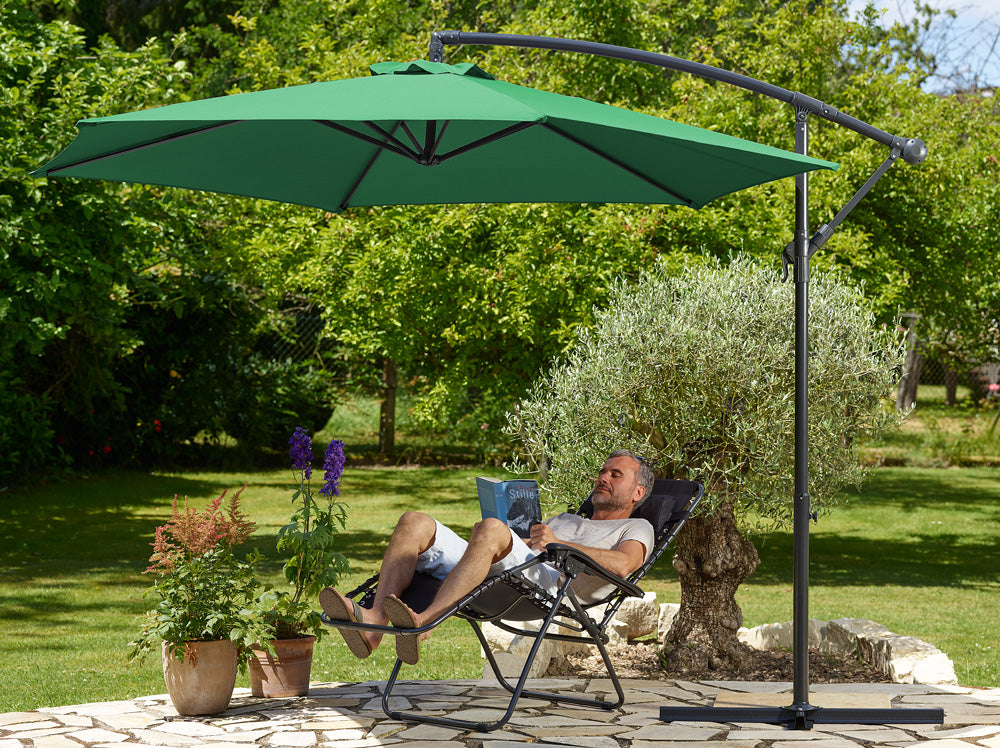 Cantilever Parasol Green 3M Crank & Tilt