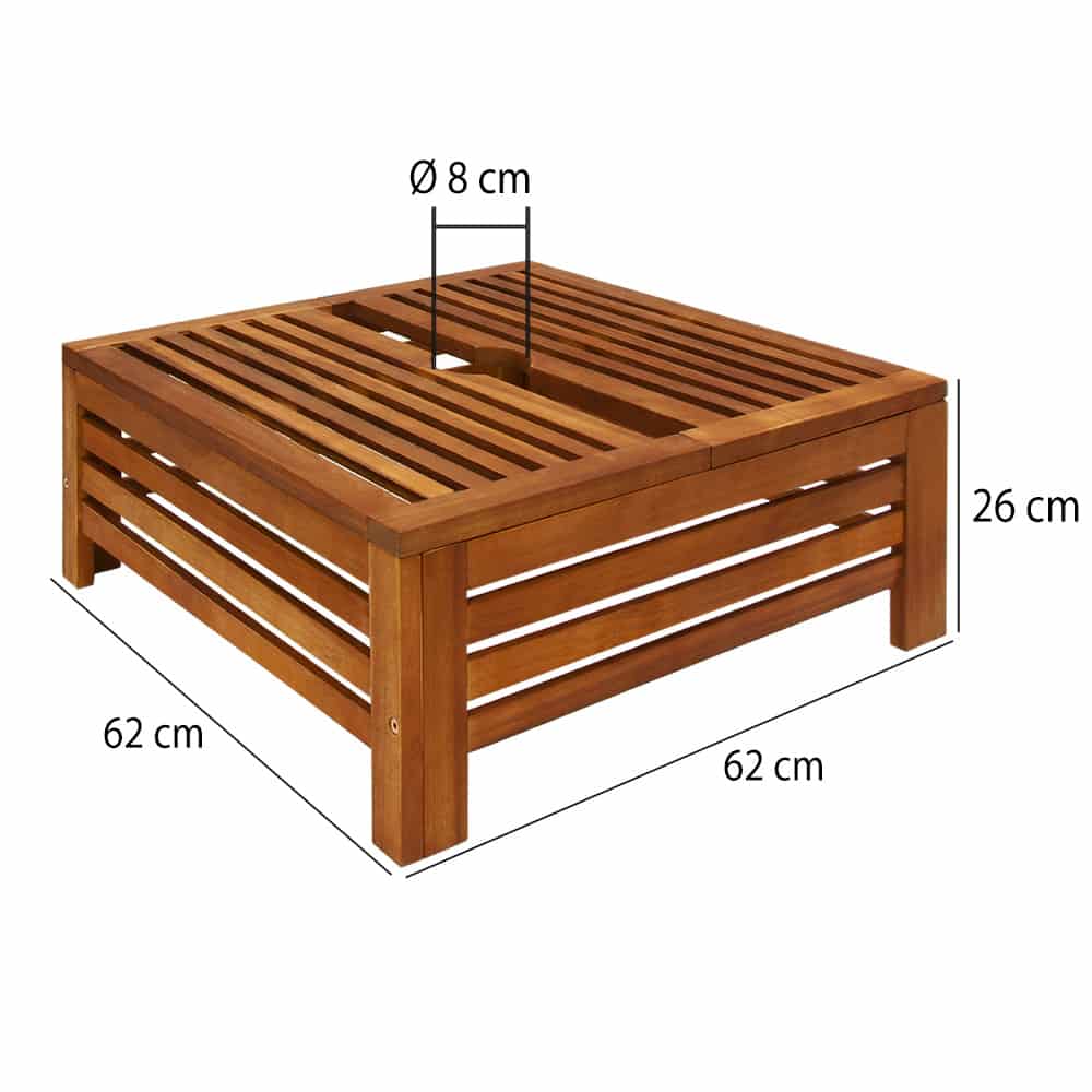 Parasolbase Acacia Wood 62x62x26cm