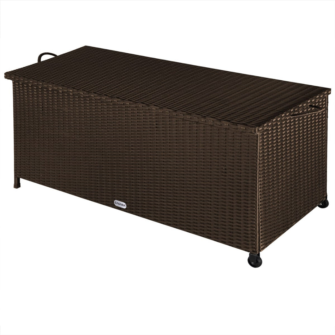 Rattan Garden Storage Box Brown 122x56x61cm