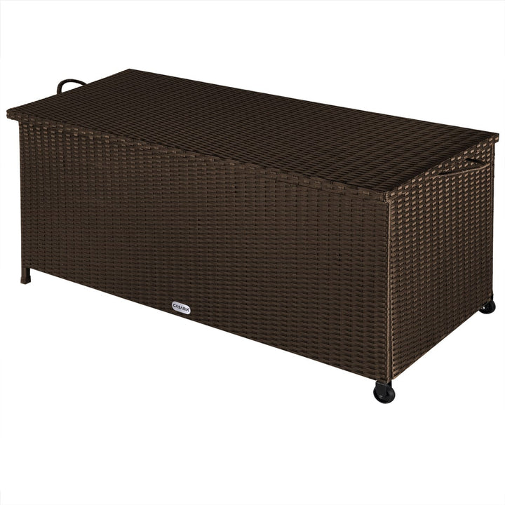 Rattan Garden Storage Box Brown 122x56x61cm