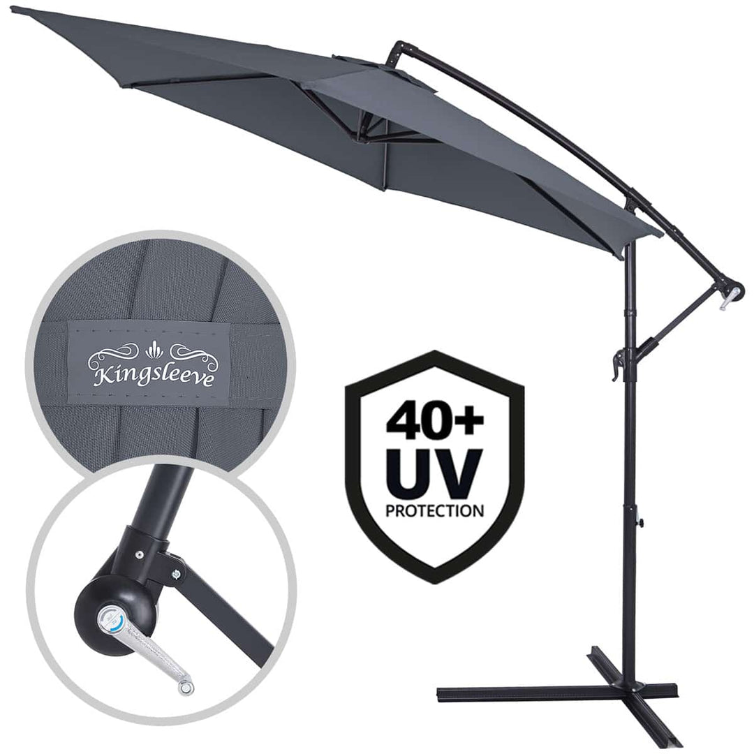 Cantilever Parasol Anthracite 3.3m Crank & Tilt UV -beskyttelse 40+