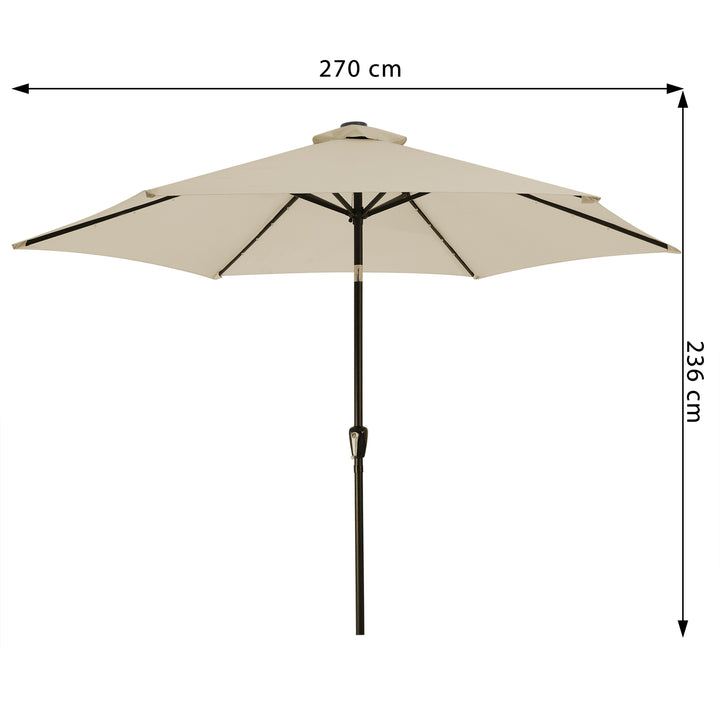 LED Solar Parasol Miami Beige 270 cm