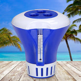 Klor dispenser blå/hvid 17 cm med integreret termometer