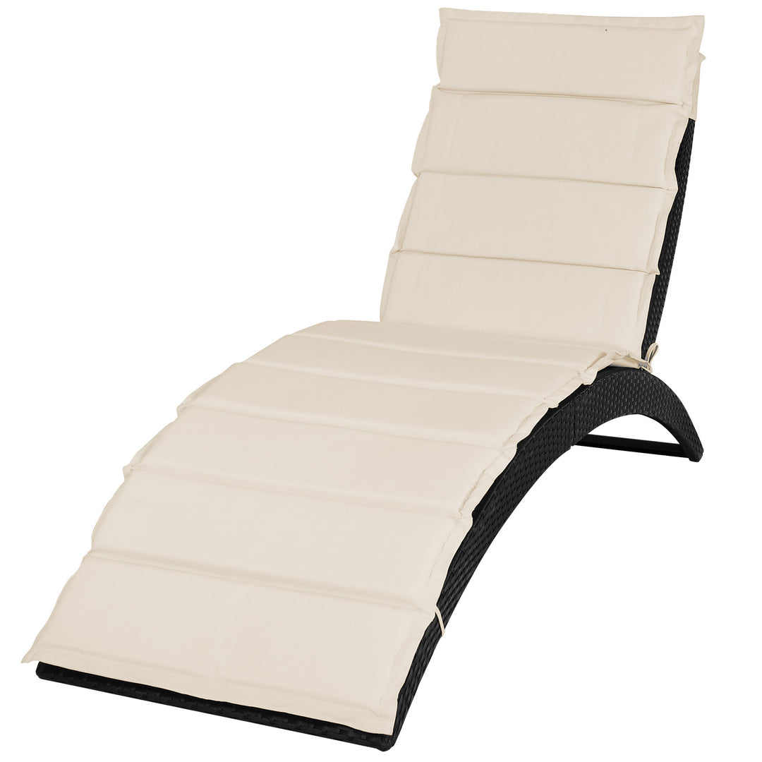 Rattan Sun Lounger Half Moon Black/Cream Foldbar