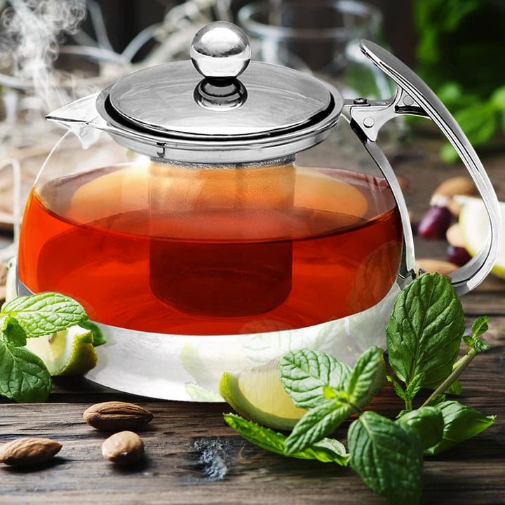 TEA POT Glas/rustfrit stål 1.2L med infuser