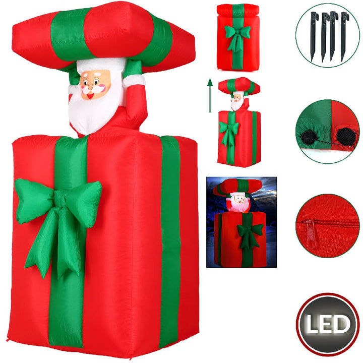 Oppustelig julemanden 5ft med LED -lys